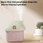 Pink mini house desktop humidifier with arched door and window, steam mist rising