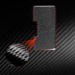 Black carbon-fiber cup holder panel sticker with layered cutouts
