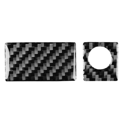 Black carbon-fiber glove box sticker set, two rectangular pieces with circular cutout