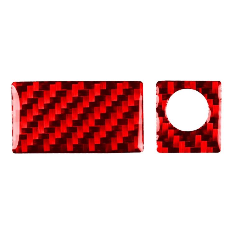 Red carbon-fiber glove box sticker set, two rectangular pieces with circular cutout
