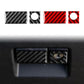 Glove box sticker set pieces: black and red carbon-fiber rectangles with round holes