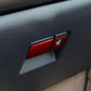 Red carbon-fiber glove box sticker, rectangular trim with round opening