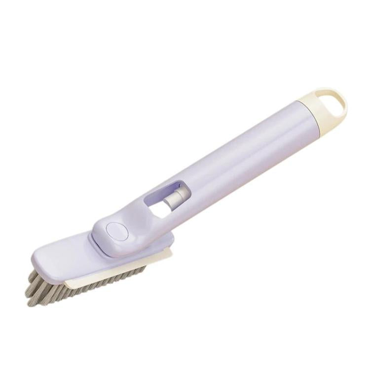 Purple bathroom gap cleaning spray brush with long handle and rotating bristle head