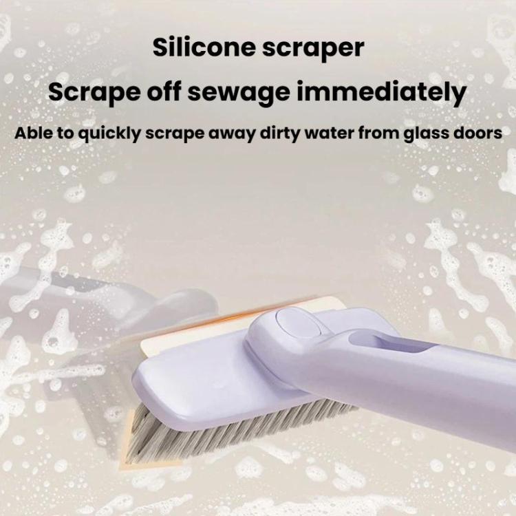 Lavender spray brush with silicone scraper edge and bristles for dirty water