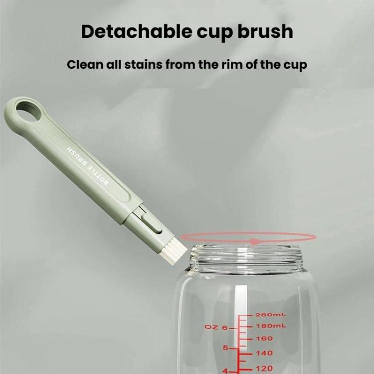 Detachable cup brush head for bottle rim cleaning with silicone handle