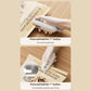 Hand using a white mini bag sealer to press and open a sealed food bag.