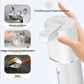 White electric foam soap dispenser dispensing foamy stream with foam button