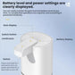 White electric soap dispenser top controls with battery level display illustration