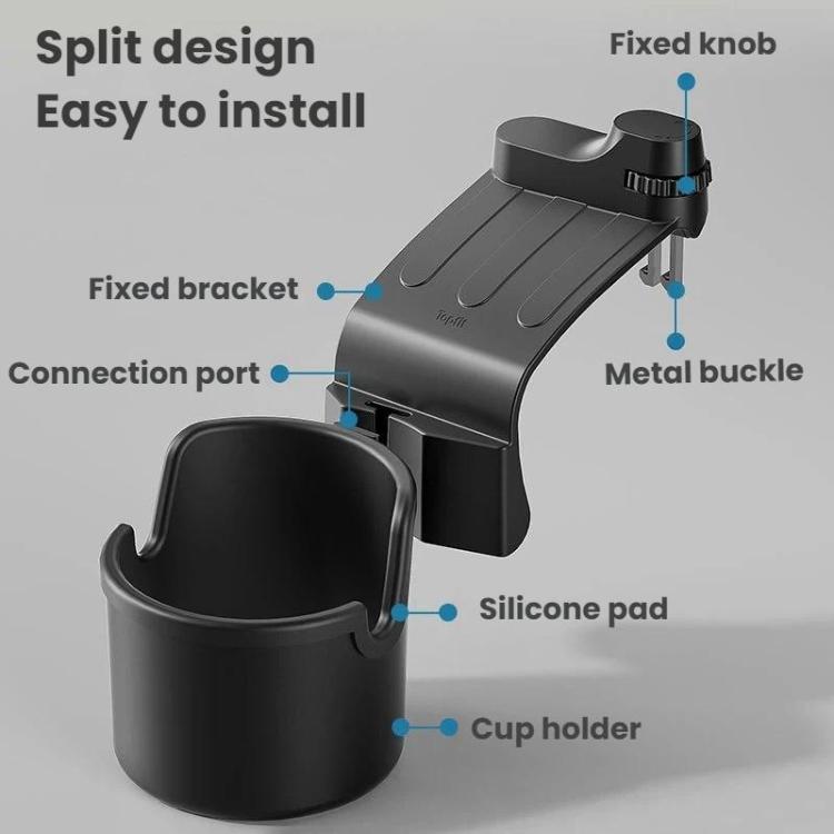 Dashboard cup holder storage box with silicone pad and metal buckle, black