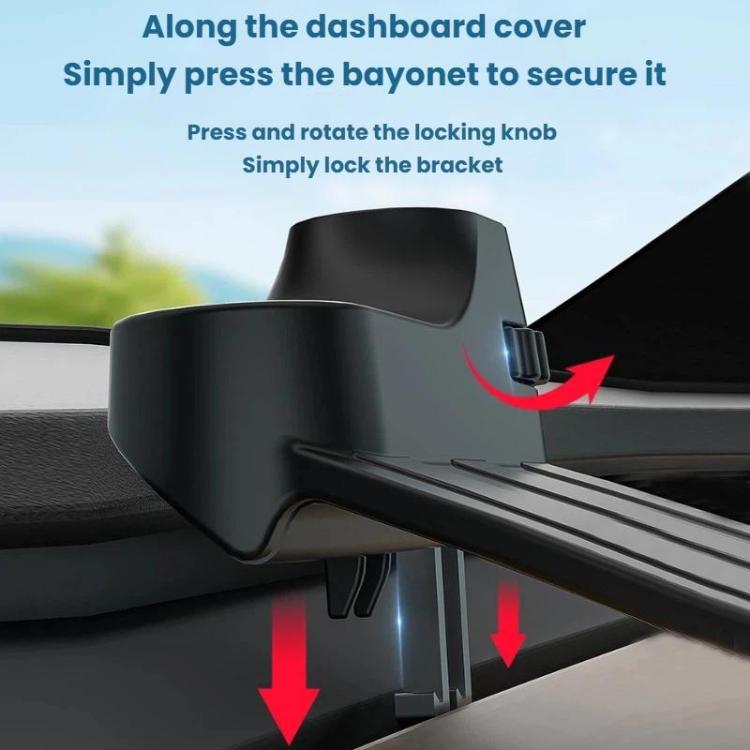 Dashboard-mounted cup holder storage box with locking knob on dash cover