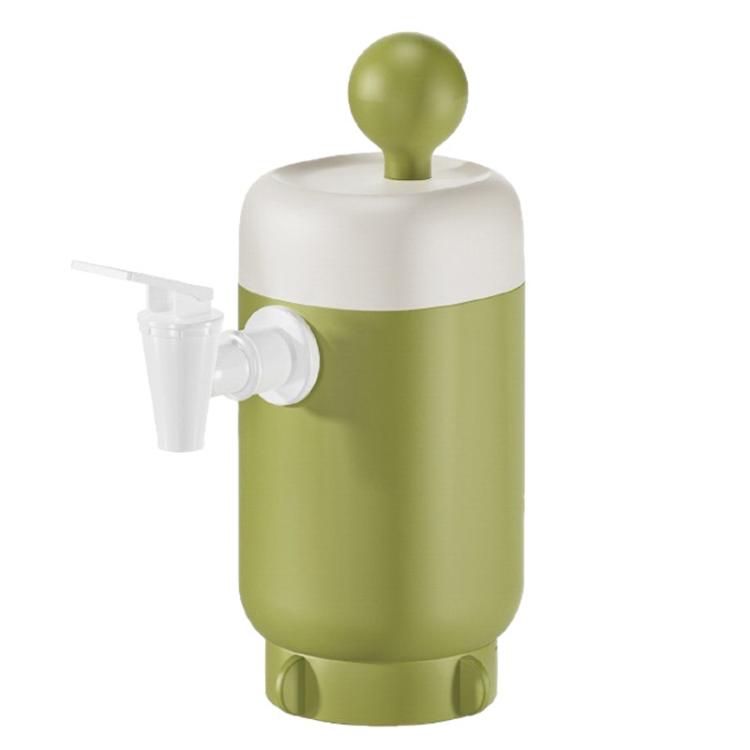 Green and white portable water pressurizer with faucet spout and dispensing handle