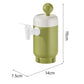 Compact green barrel water dispenser with white top and side faucet spout