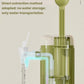 Green portable water pressurizer with clear internal tubing and faucet spout