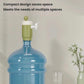 Blue portable water pressurizer with green top knob and white faucet spout