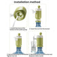 Portable water dispenser pump kit with green barrel, hose, and white faucet valve