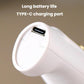 White handheld milk frother showing Type-C charging port on the base.