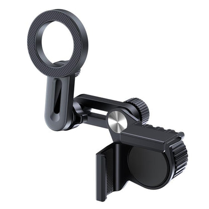 Magnetic dashboard phone holder with adjustable ring clamp and cradle base
