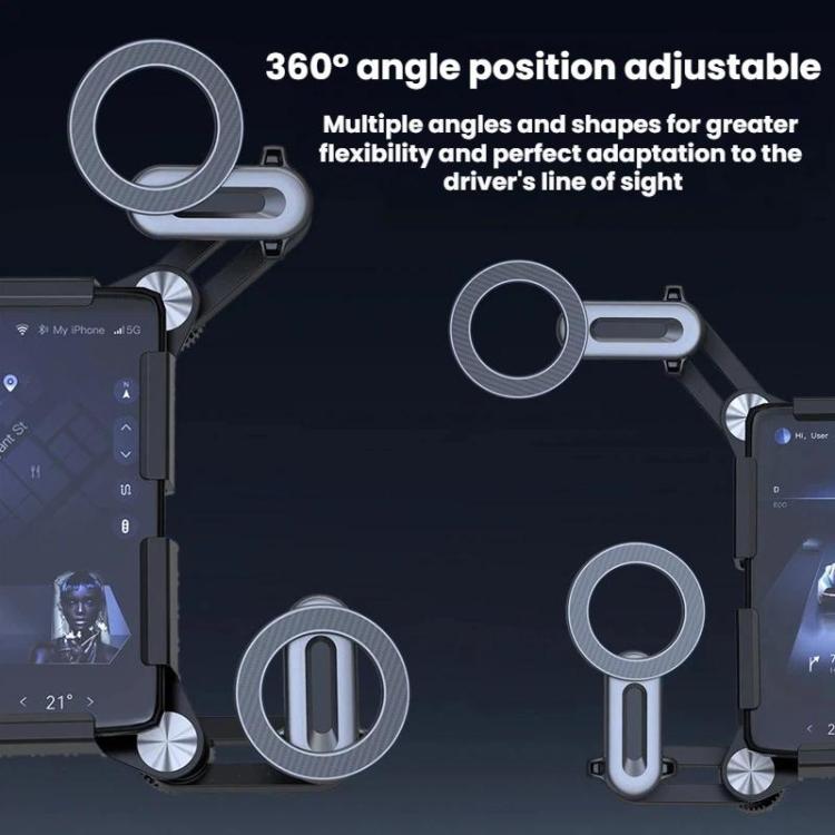 Adjustable magnetic phone holder with 360° swivel ring and locking base