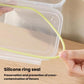 Airtight container lid with silicone ring seal shown on clear storage box