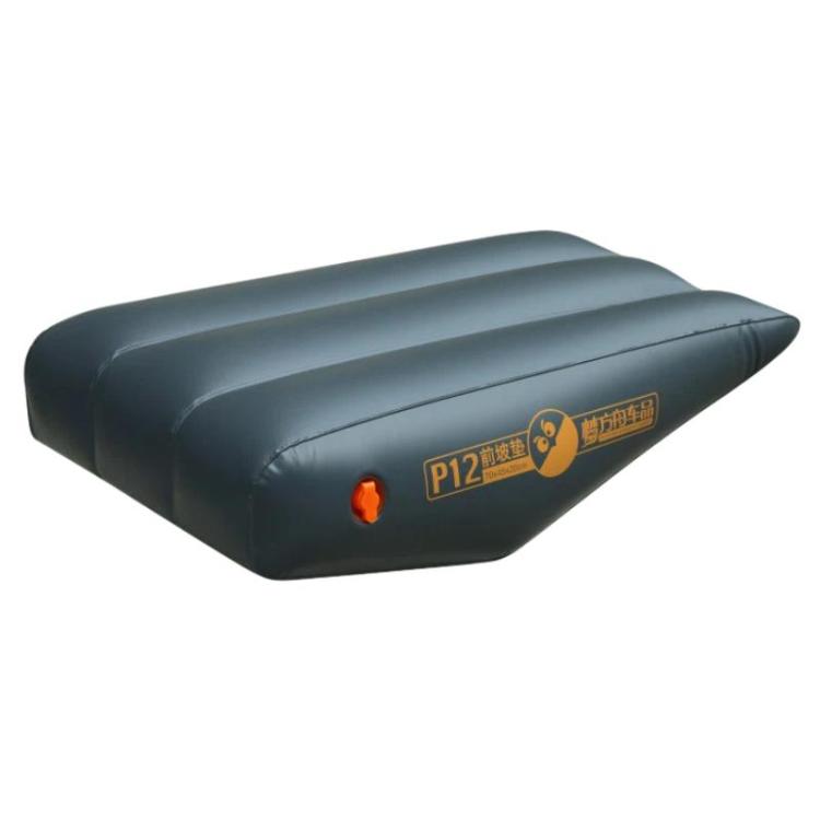 Car passenger seat inflatable bed, dark gray with P12 label