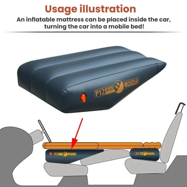 Car passenger seat inflatable bed on car seat, showing P12 size