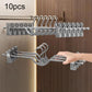 10-piece adjustable pants hanger set with gray clips and chrome hanging hooks