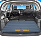 Inflatable car trunk air mattress, dark blue, ribbed surface in vehicle cargo space