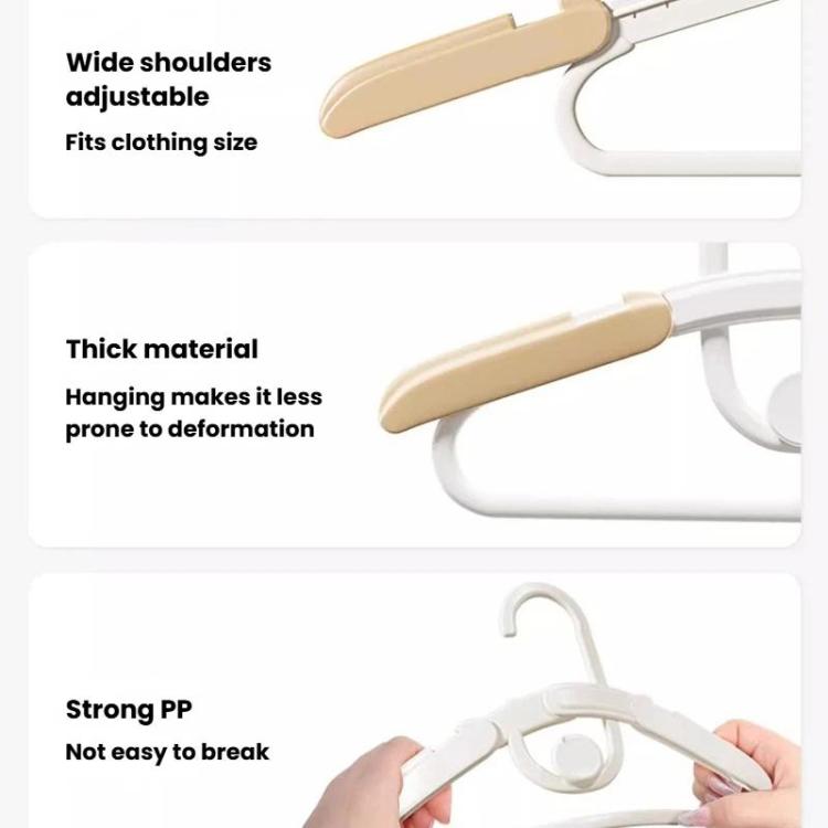 Kids retractable non-slip clothes hanger with wide adjustable shoulders and beige arms