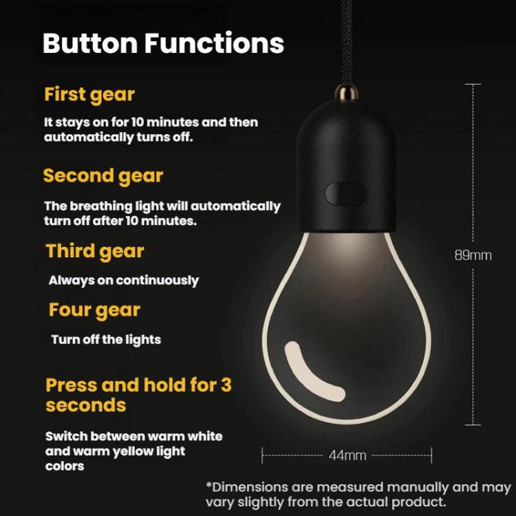 Car LED pendant light bulb with black top and teardrop-shaped white glow
