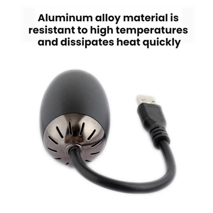 Car projection night light with vented metal base and USB cable with connector end