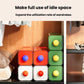 Stacked drawer-style storage organizer with colored boxes for small clothing items