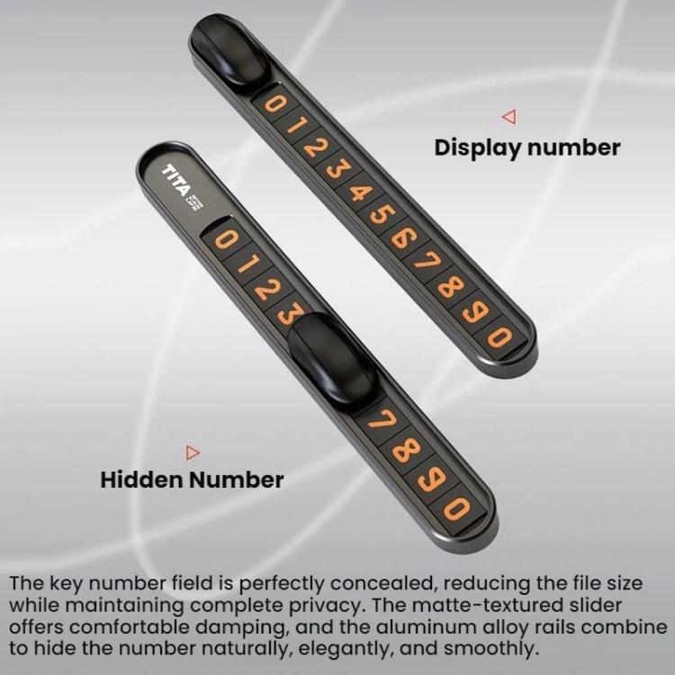 Temporary parking number plate set showing hidden and display number sliders