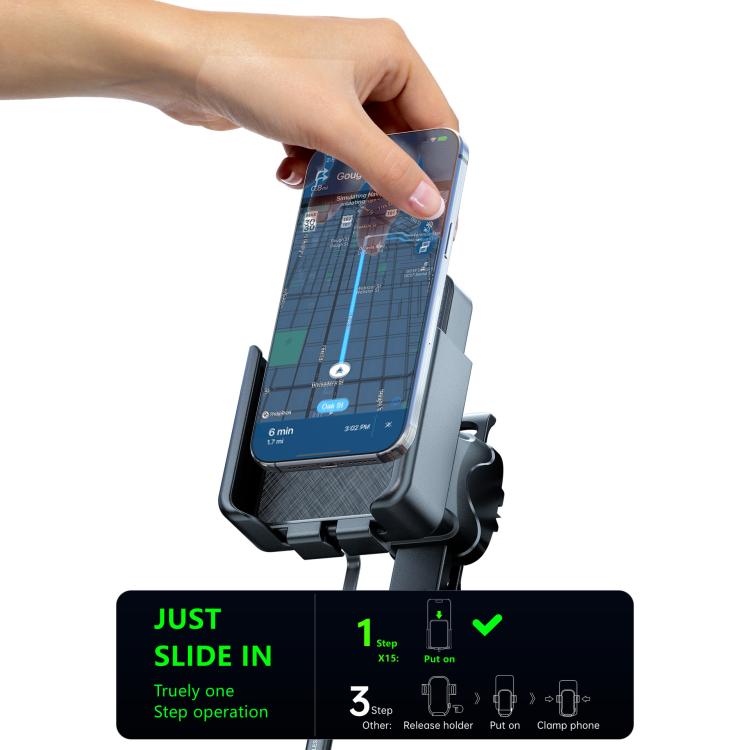 Car wireless charging phone holder with hand installing phone into the cradle