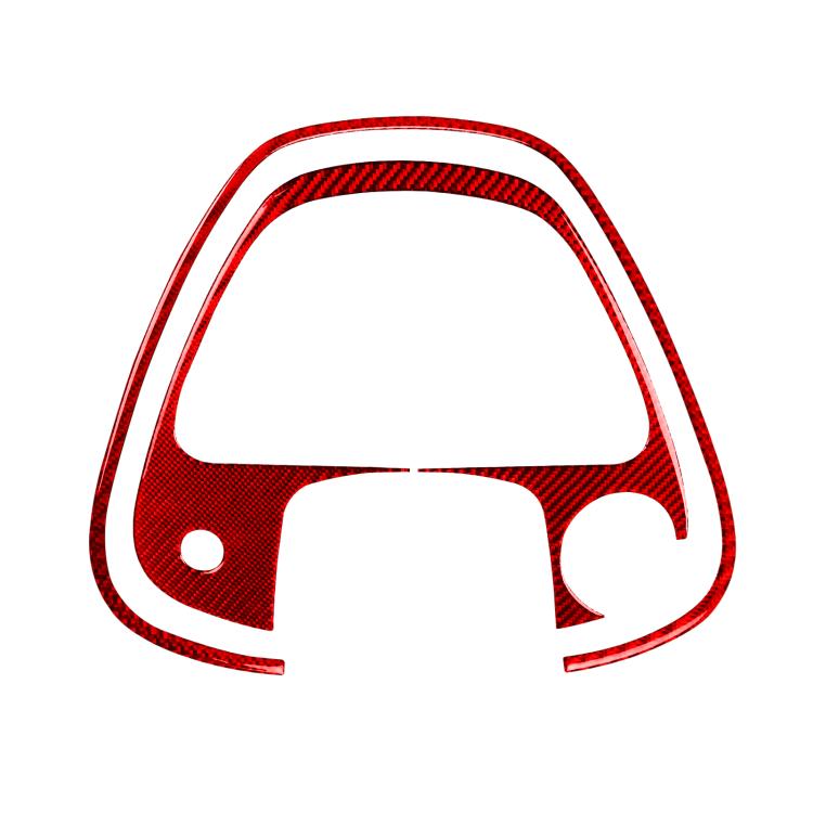 Red carbon-fiber speedometer surround sticker, curved outline for dashboard
