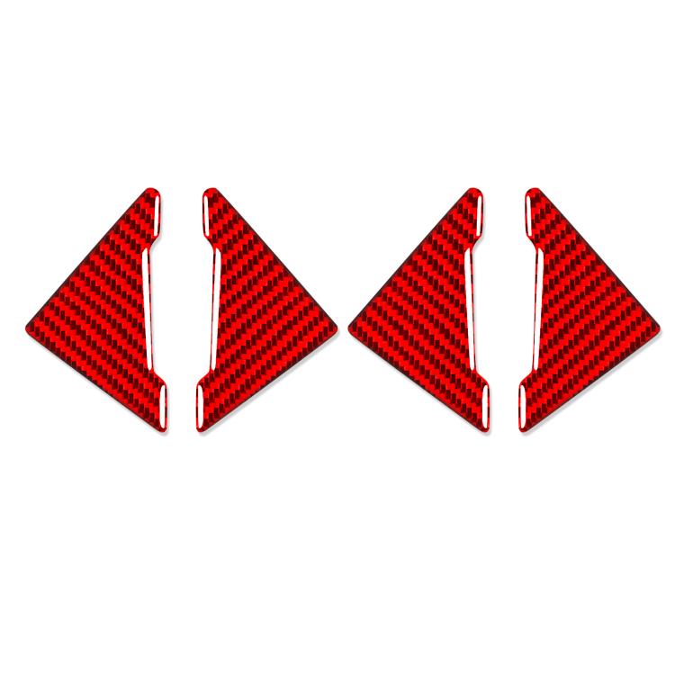 Car door corner protector set, 4-piece carbon-fiber look, red triangular inserts