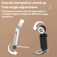 Mini USB clip-on LED bookmark lamp with adjustable clamp and rotating head, black version.