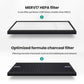 HEPA-style air purifier filter with pleated media and charcoal layer