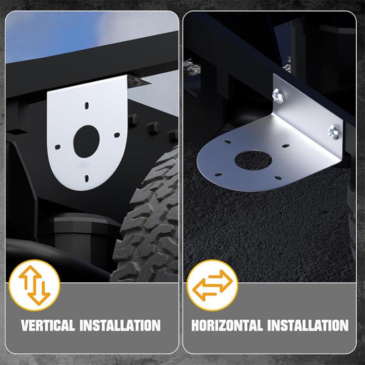 Stainless steel LED light mount brackets for vertical or horizontal mounting with bolt points