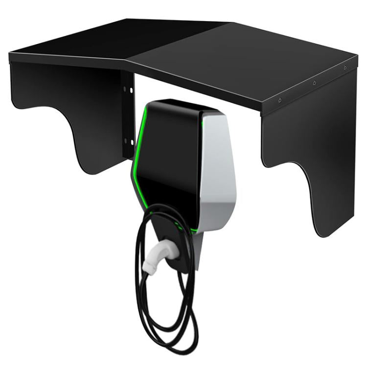 Wall-mounted charging station rain cover with cable pass-through and side openings