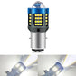 Motorcycle LED headlight bulb with blue top and white LED chip array