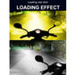 Motorcycle LED headlight projecting a bright white beam