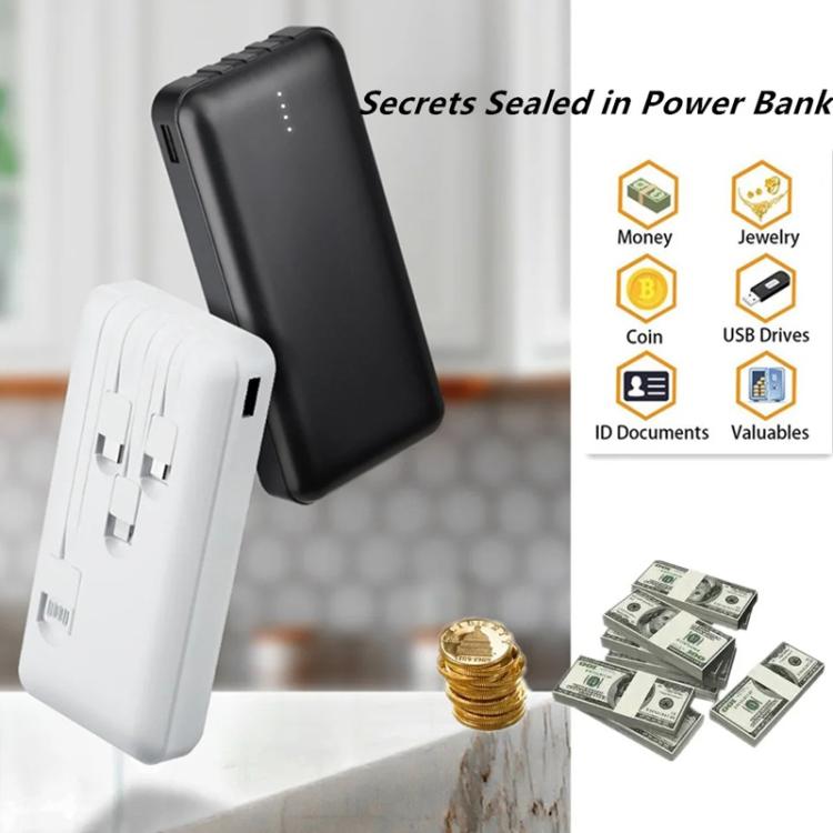 White power bank-shaped hidden storage box with side charging port