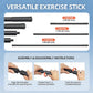Adjustable black exercise stick showing 2-, 3-, and 4-section lengths