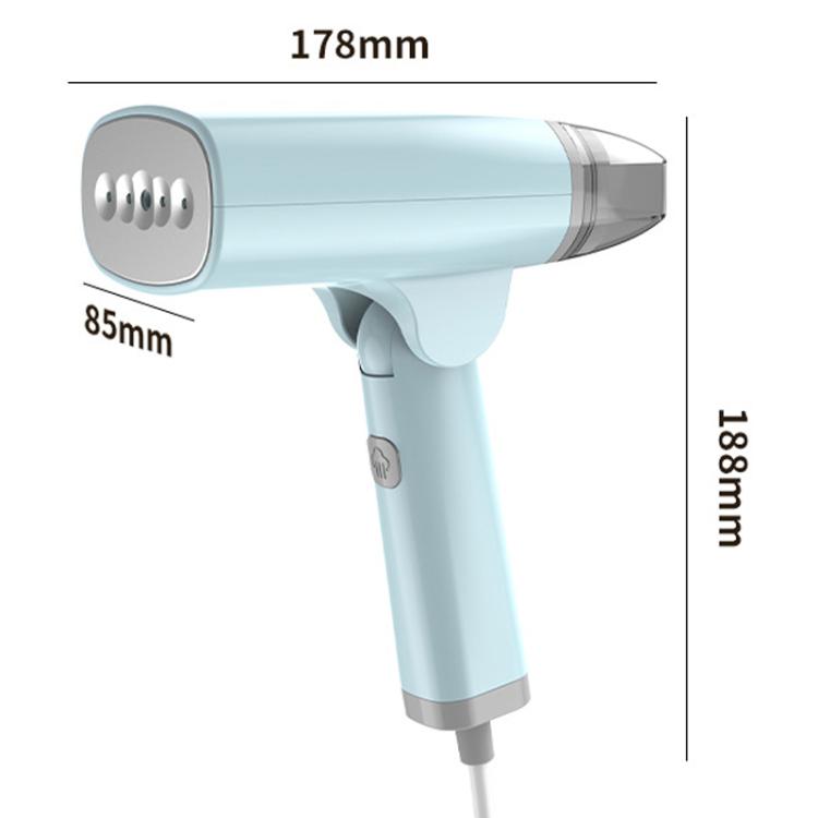 Light blue handheld steamer with size dimensions shown (178mm and 188mm)