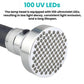 UV flashlight with round metal lamp head and 100 ultraviolet LED array grille