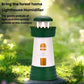 Green lighthouse-shaped humidifier with illuminated windows and ribbed base design