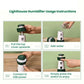 Green lighthouse humidifier being filled with water; hand removes the top cover