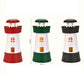 Lighthouse-shaped mini humidifier in red, green, and dark gray