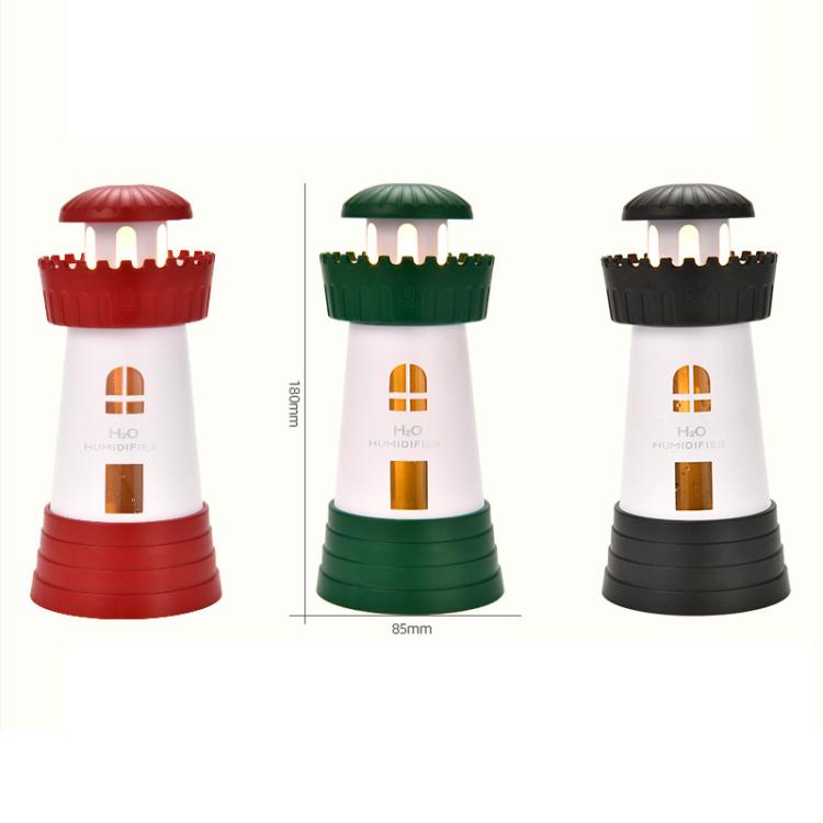 Lighthouse-shaped mini humidifier in red, green, and dark gray