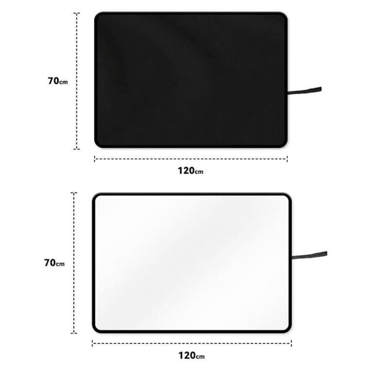 Black folding trunk mat, 120cm x 70cm size outline with side strap